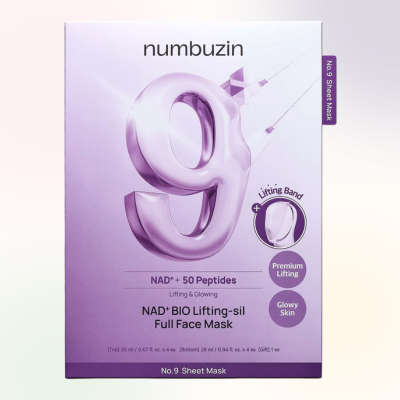 Numbuzin - No.9 NAD Bio Full Face Pack Sheet - Pack of 4